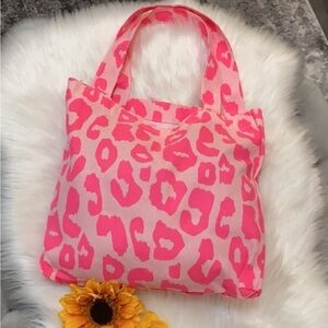 Pink Leopard Canvas Shoulder Travel Tote Bag Large NEW!